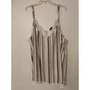 Torrid Shirt Womens 5X Blouse Sleeveless Striped Double V Neck Tank Top Layered